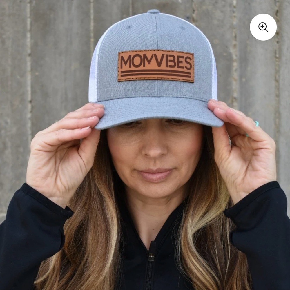 Gray and White 'Mom Vibes' Trucker Hat